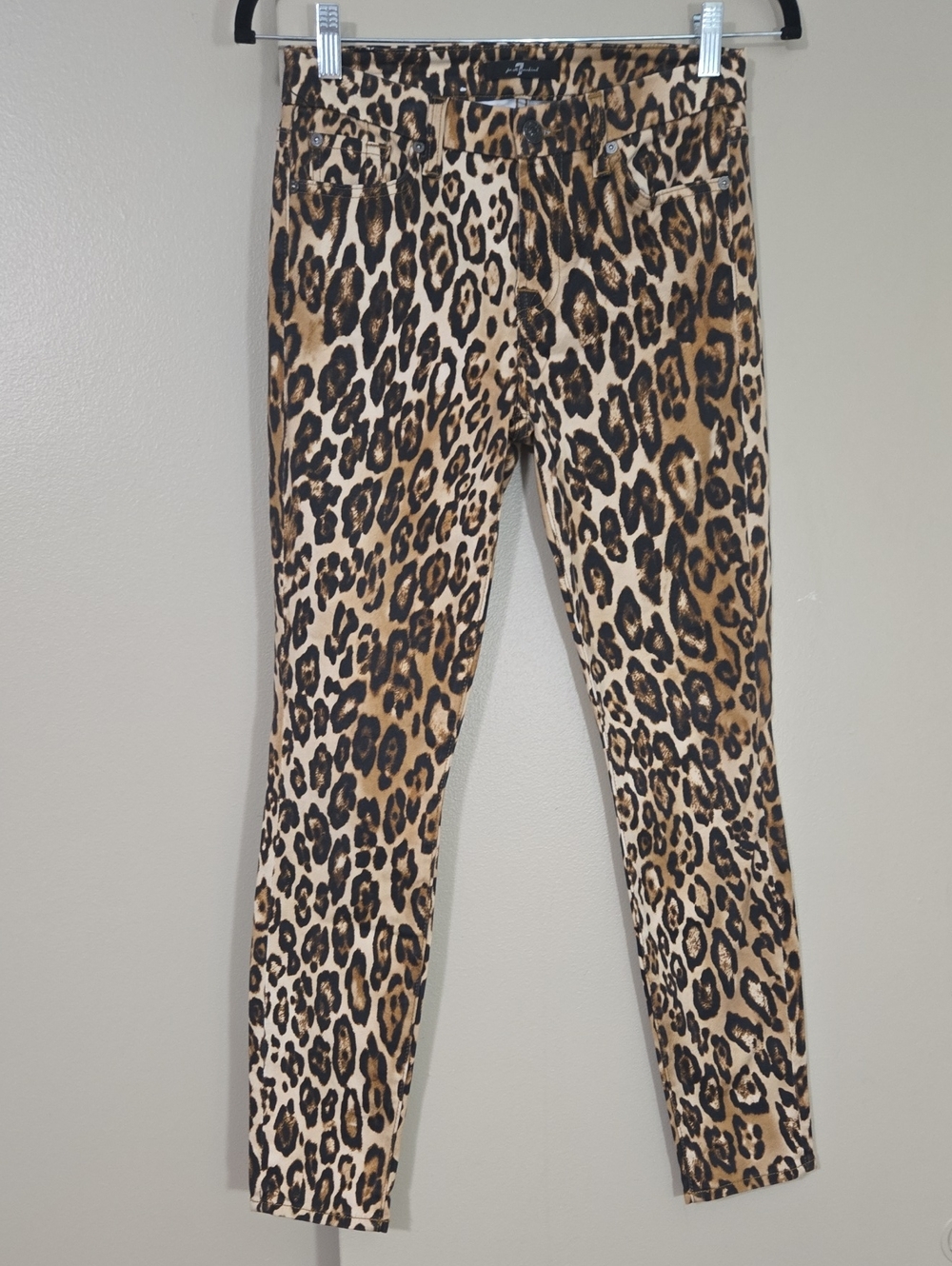 7 For All Mankind Women's Leopard Print Jeans Brown, Black, Cream Size 26